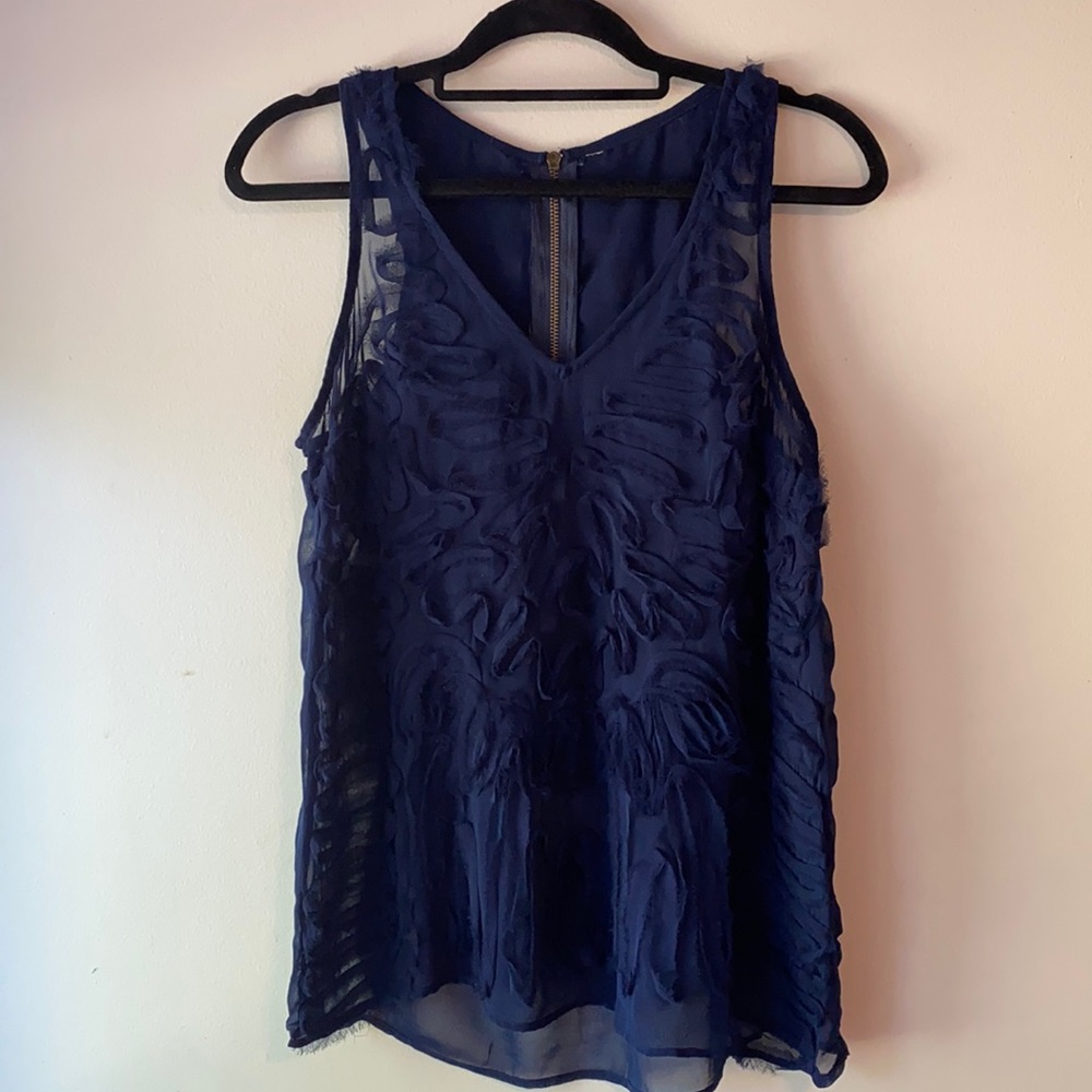 Sheer navy appliqué camisole